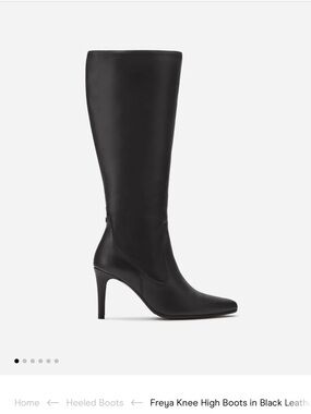 Duo Boots Freya Knee-High Black Leather Stiletto Heeled Boots size 7.5 wide calf